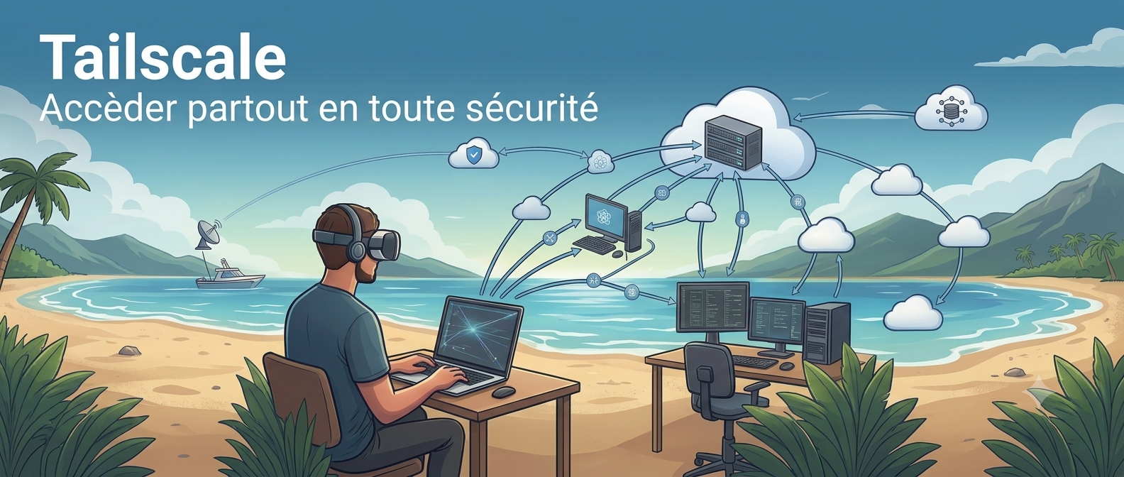 Tu passes encore des après-midis à debugger des certs OpenVPN et des routes qui marchent pas ? Tailscale balance tout ça : mesh peer-to-peer, zero trust, NAT traversal automatique. Je t'explique comment ça marche et comment j'ai déployé ça dans mon devlab sans ouvrir un seul port. /posts/tailscale-zero-trust-architecture/images/banner.png